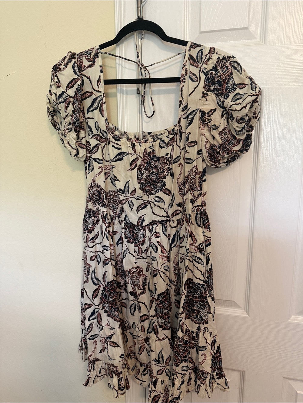 House of Harlow 1960 Cream Mini Dress with Brown Floral Print